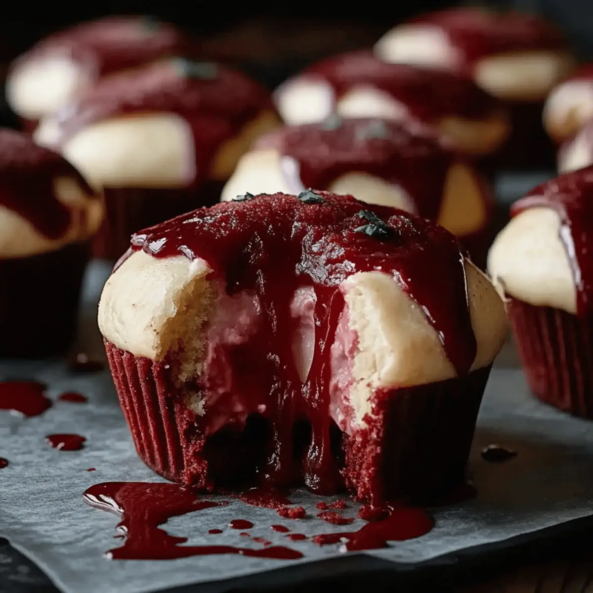 Halloween Vampire Bite Cupcakes