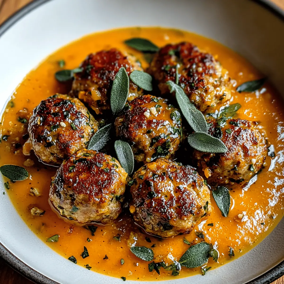 Turkey Meatballs in Pumpkin Sage Sauce