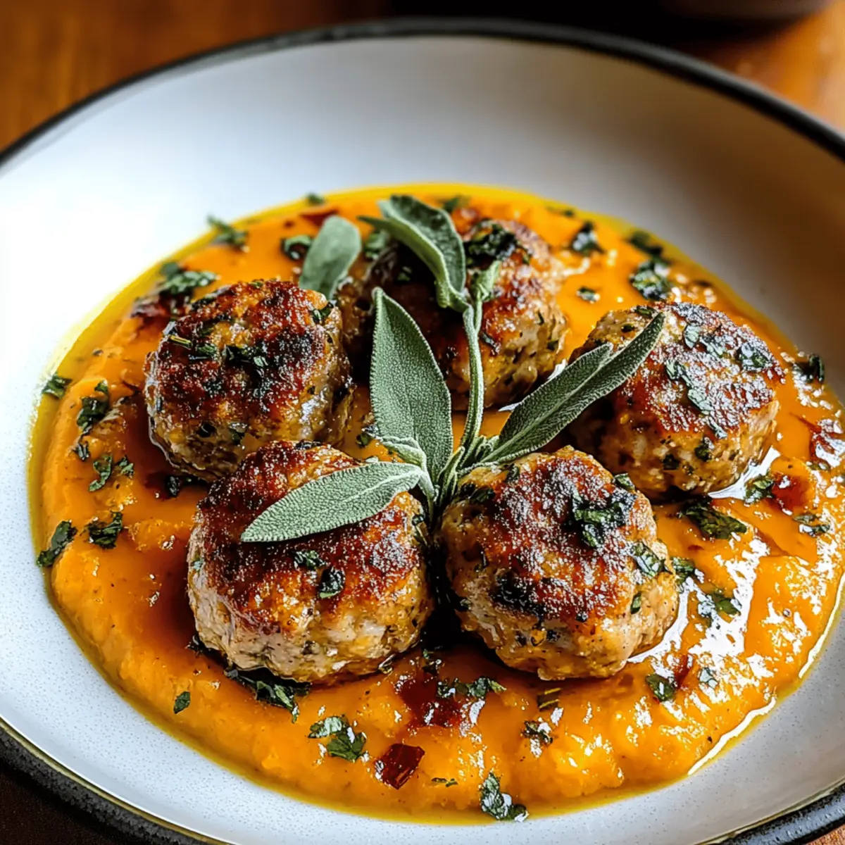 Turkey Meatballs in Pumpkin Sage Sauce