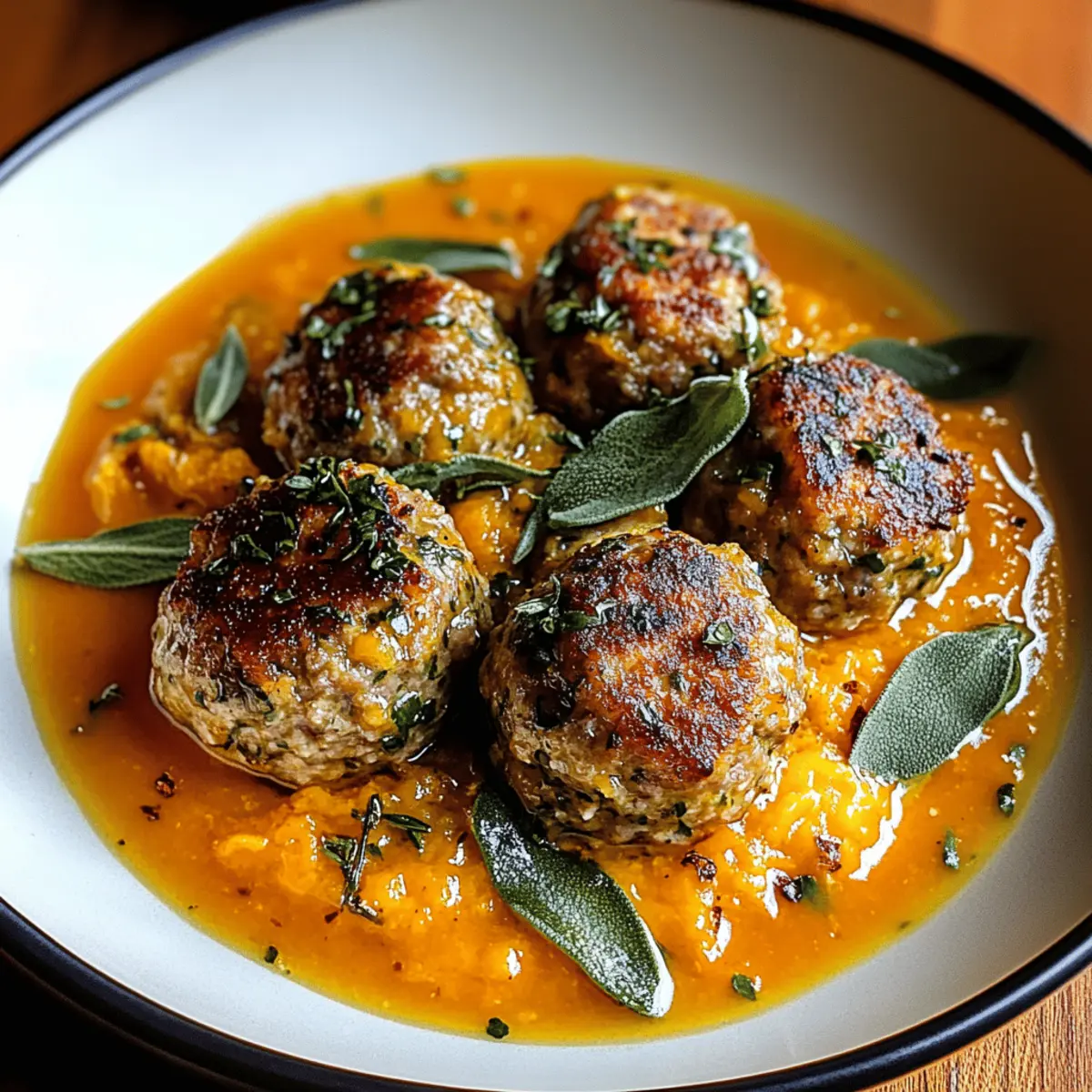 Turkey Meatballs in Pumpkin Sage Sauce