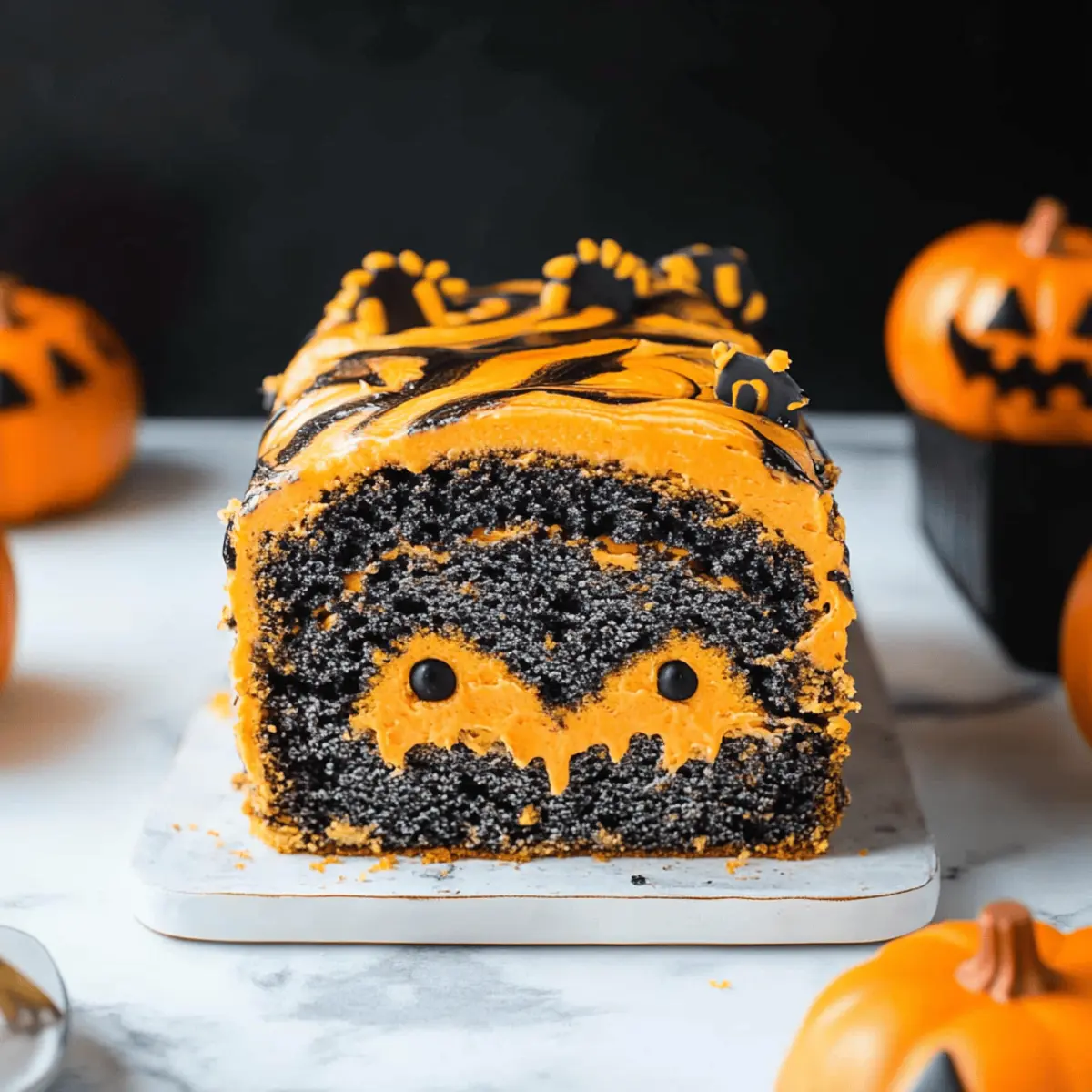 Orange and Black Halloween Marble Cake