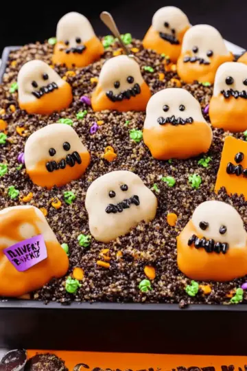 Halloween Graveyard Chocolate Poke Cake