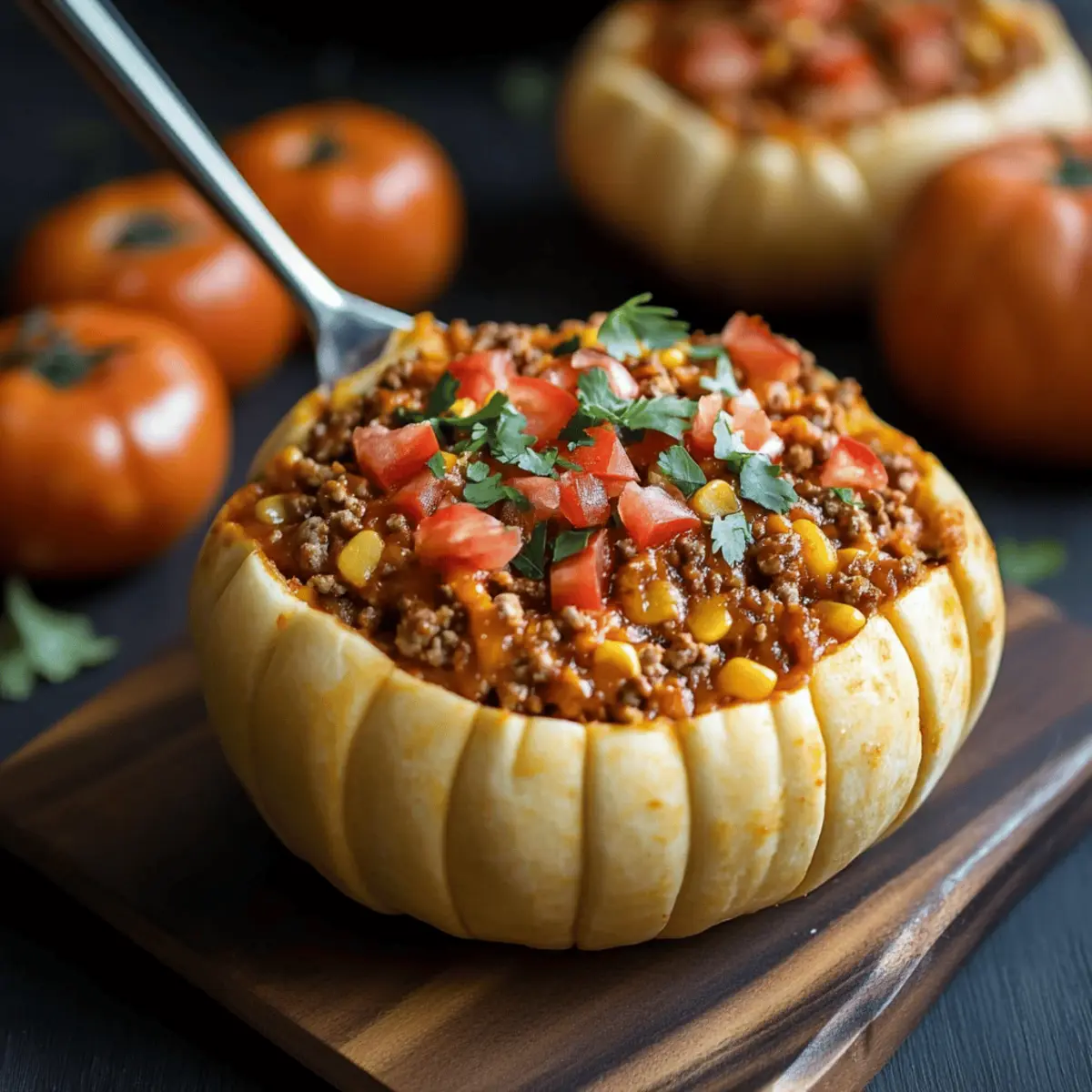 Pumpkin Taco Dip in a Hollowed Mini Pumpkin