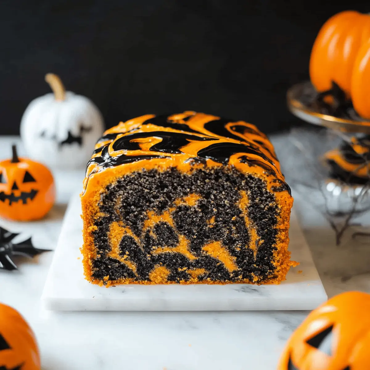 Orange and Black Halloween Marble Cake