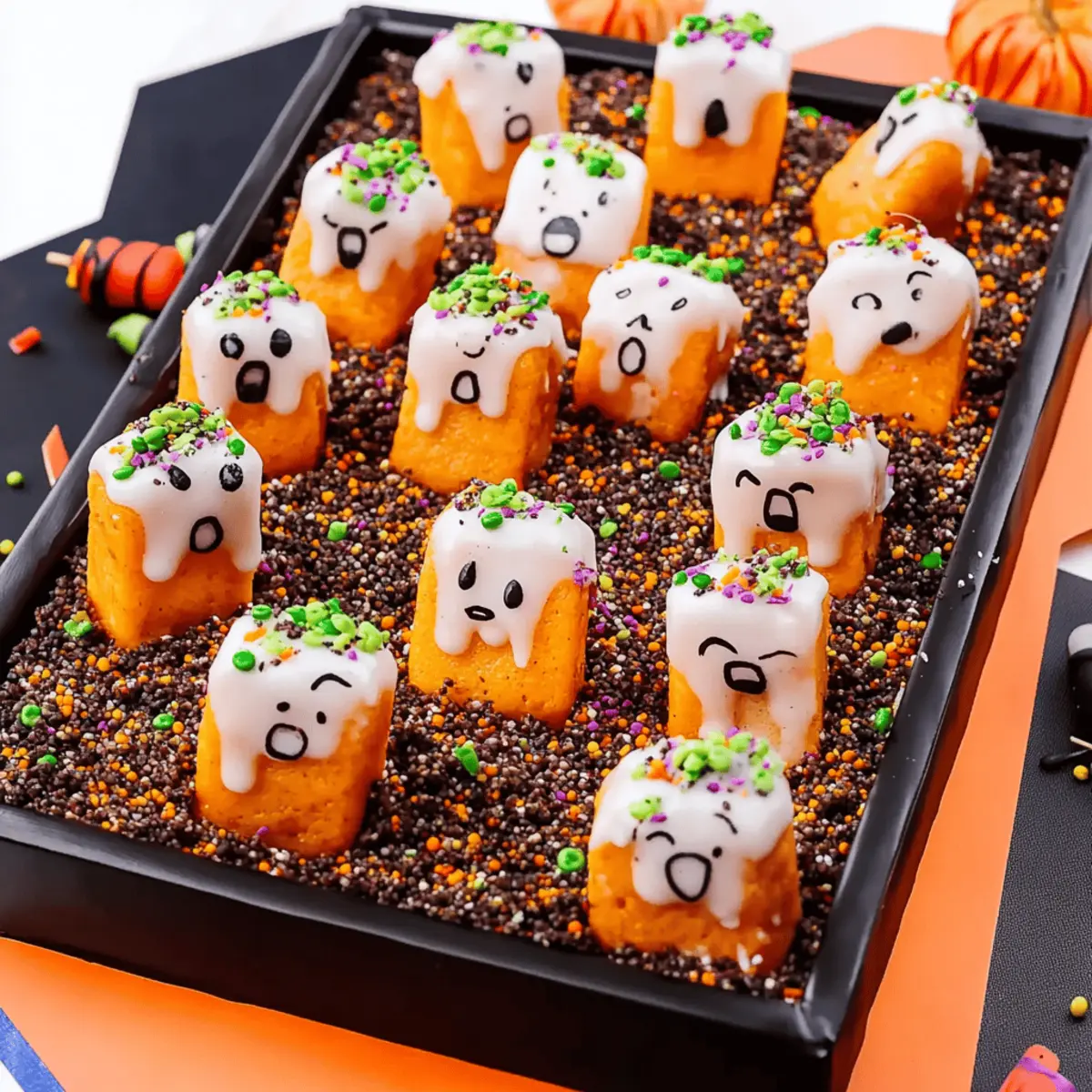 Halloween Graveyard Chocolate Poke Cake