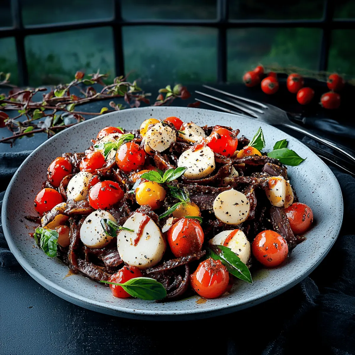 Halloween Caprese Pasta Salad