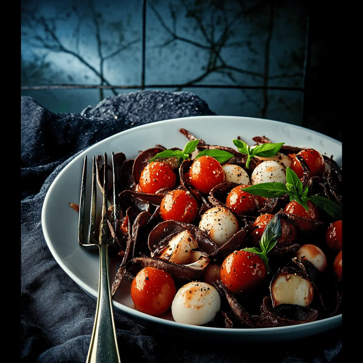 Halloween Caprese Pasta Salad