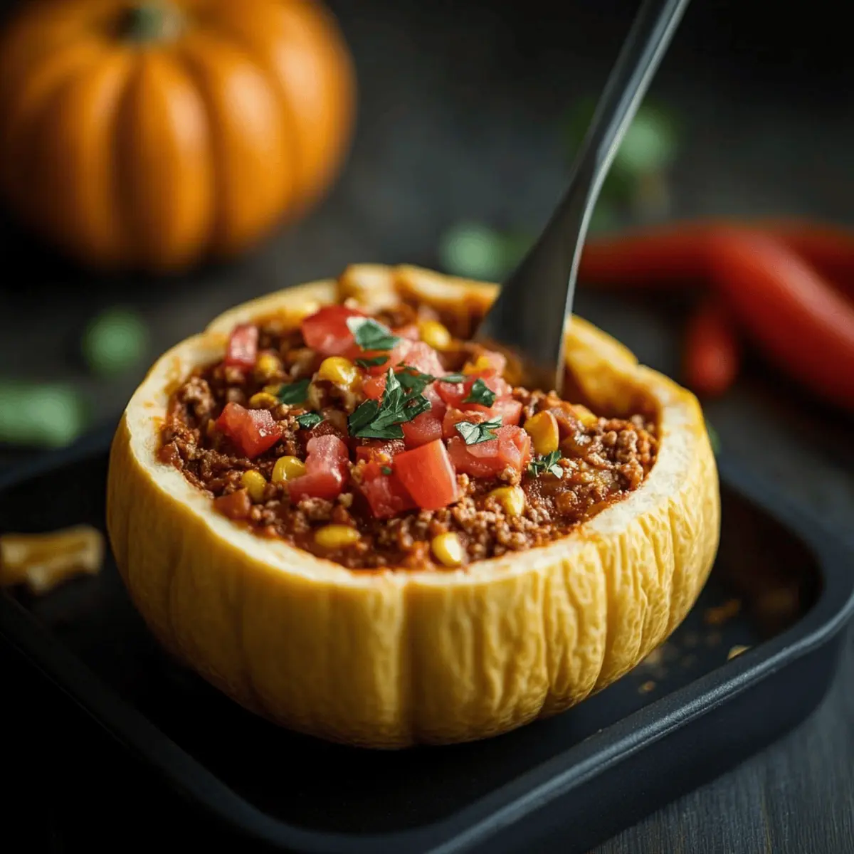 Pumpkin Taco Dip in a Hollowed Mini Pumpkin
