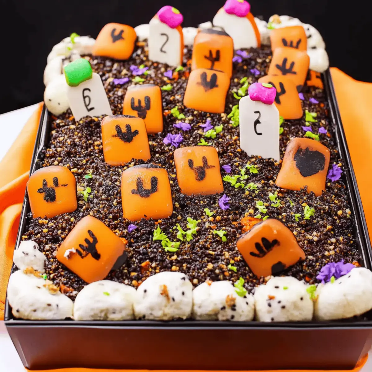 Halloween Graveyard Chocolate Poke Cake