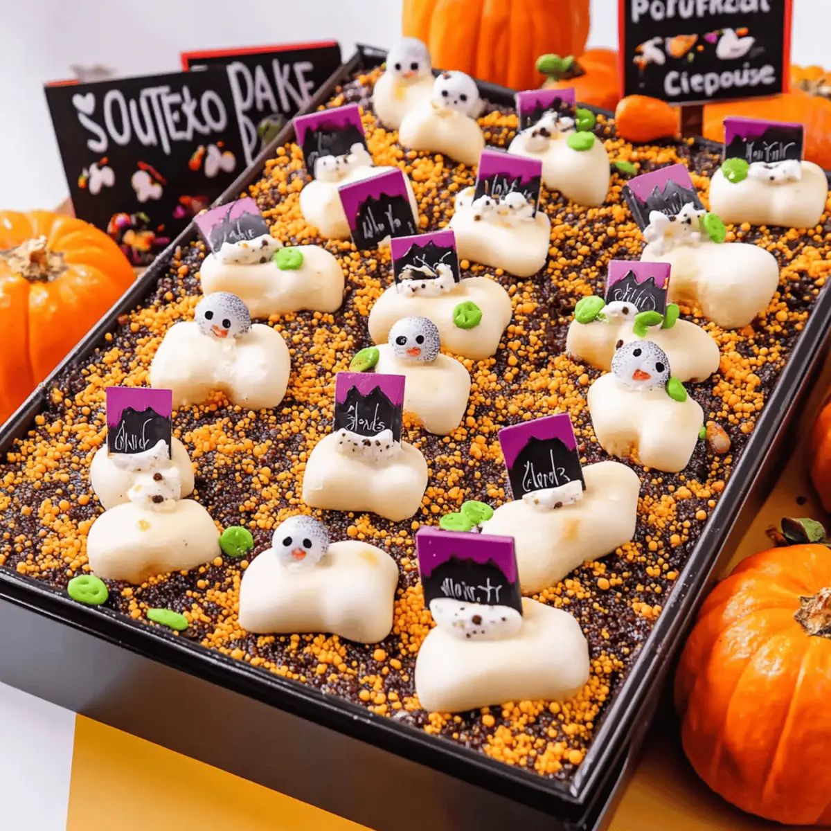 Halloween Graveyard Chocolate Poke Cake