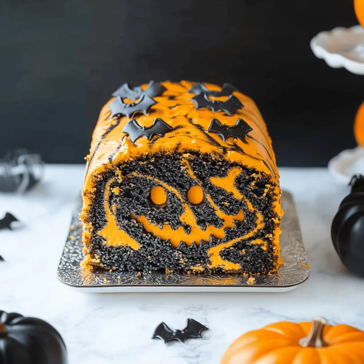 Orange and Black Halloween Marble Cake