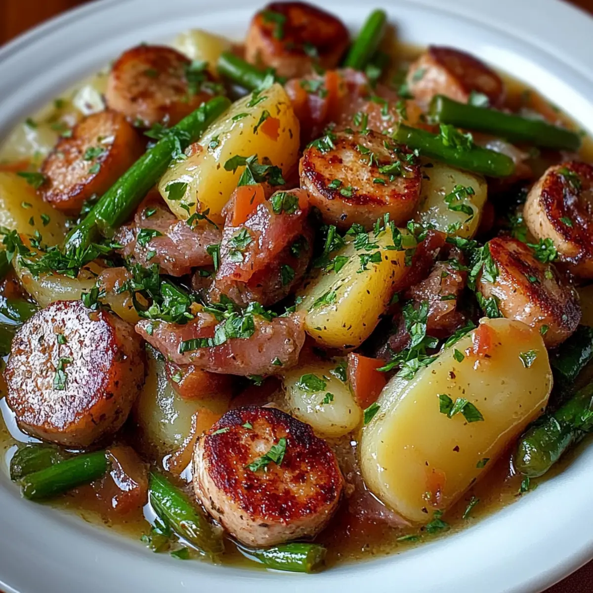 Crockpot Kielbasa and Green Beans