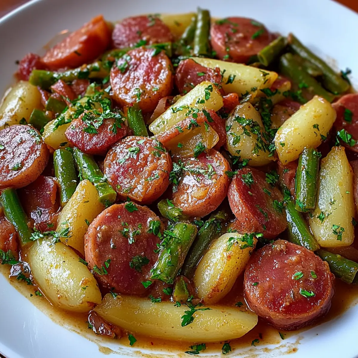 Crockpot Kielbasa and Green Beans