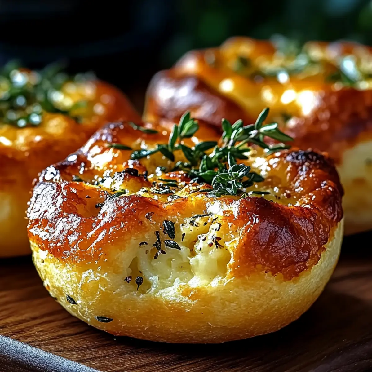 Garlic Rosemary Focaccia Muffins