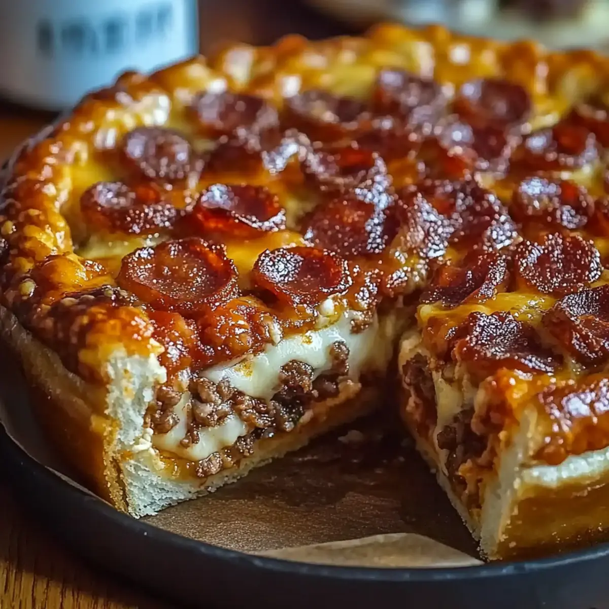 Hamburger Sausage & Pepperoni Pie