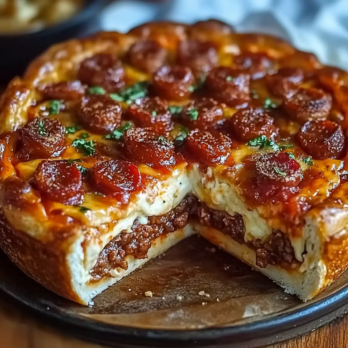 Hamburger Sausage & Pepperoni Pie