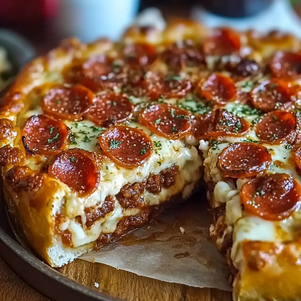 Hamburger Sausage & Pepperoni Pie