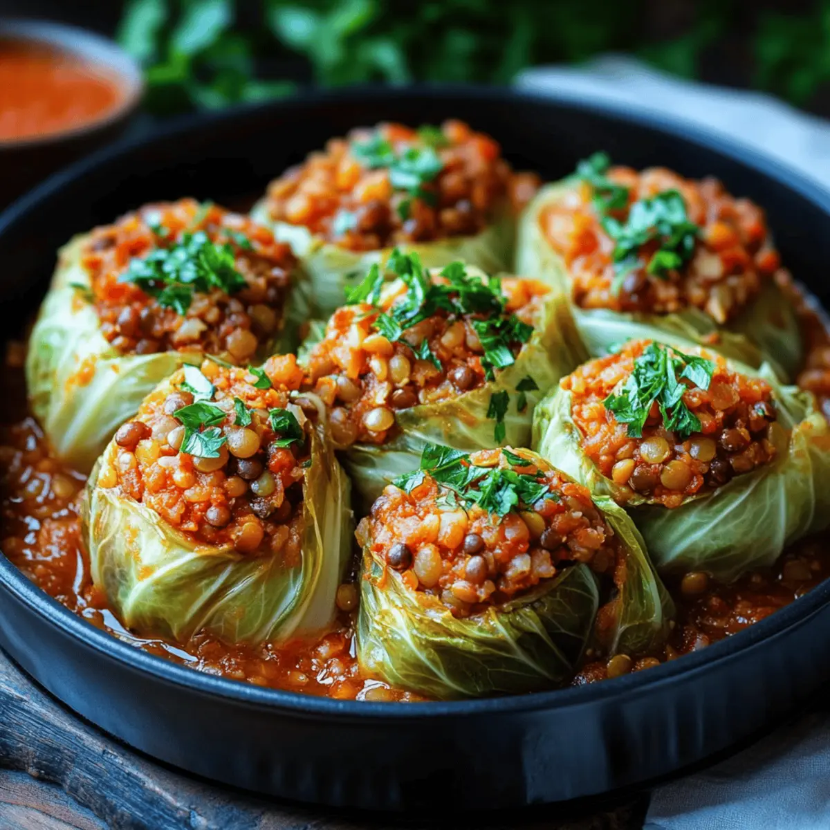 Lentil and Rice Stuffed Cabbage Rolls