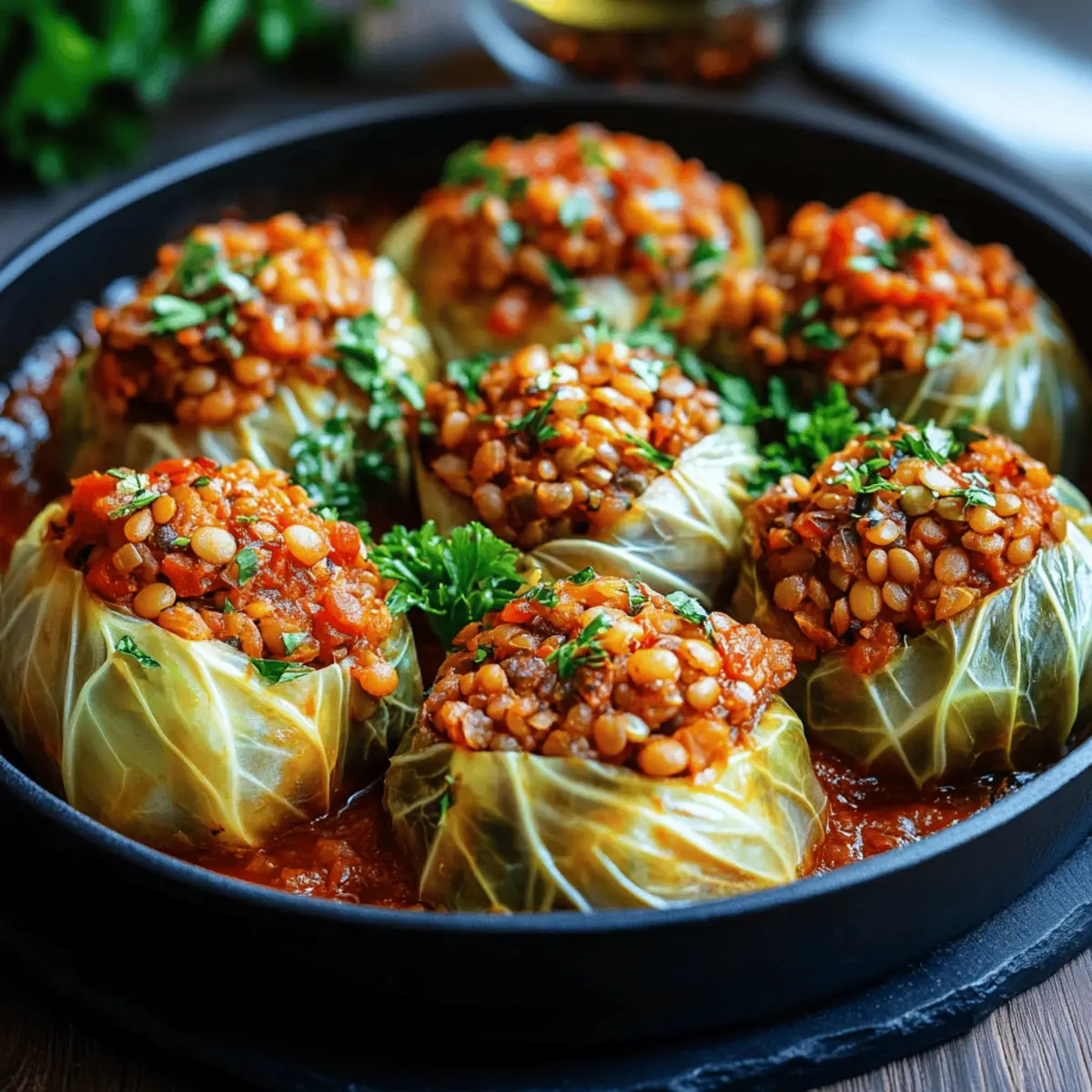 Lentil and Rice Stuffed Cabbage Rolls
