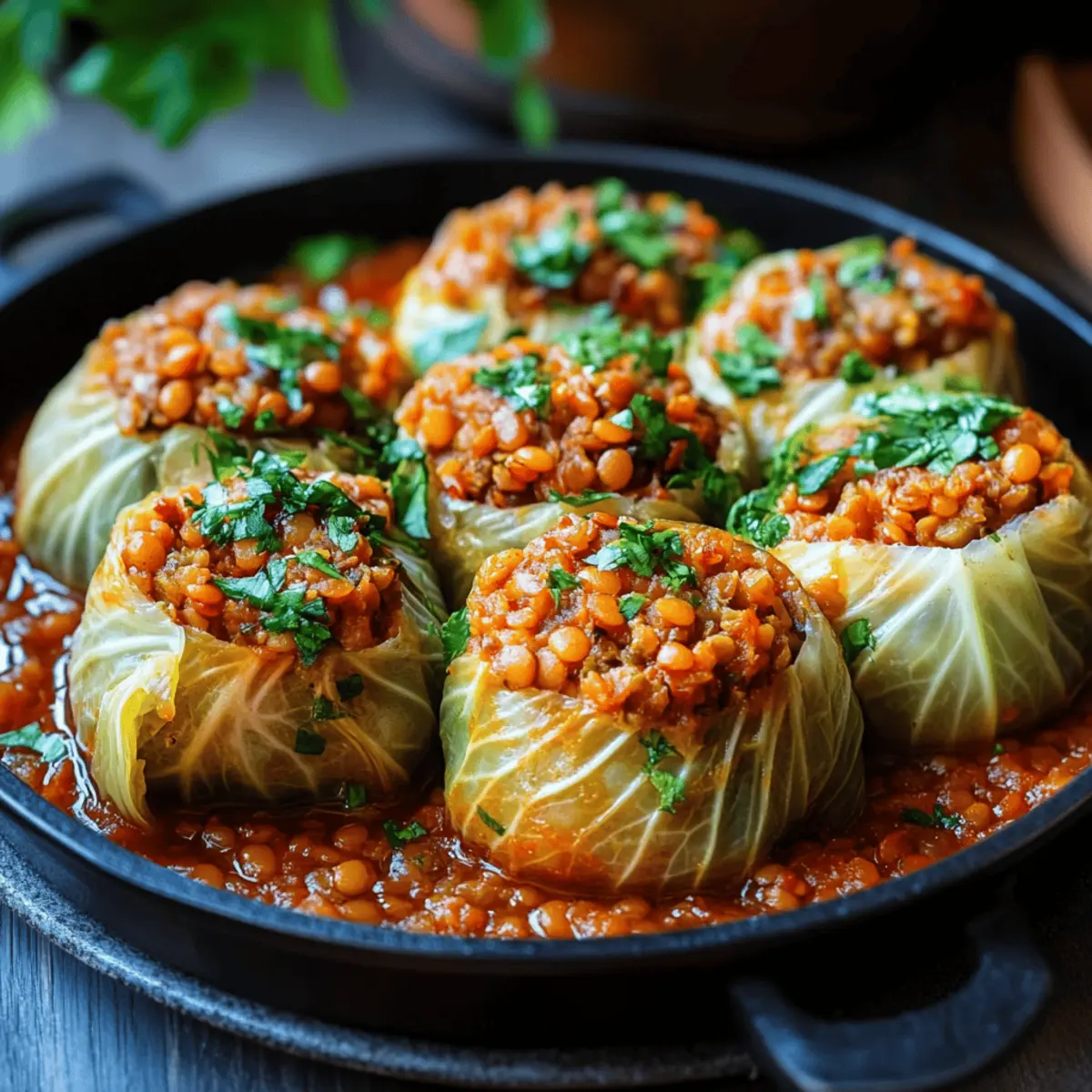 Lentil and Rice Stuffed Cabbage Rolls