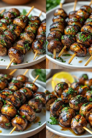 Marinated Grilled Mushroom Skewers