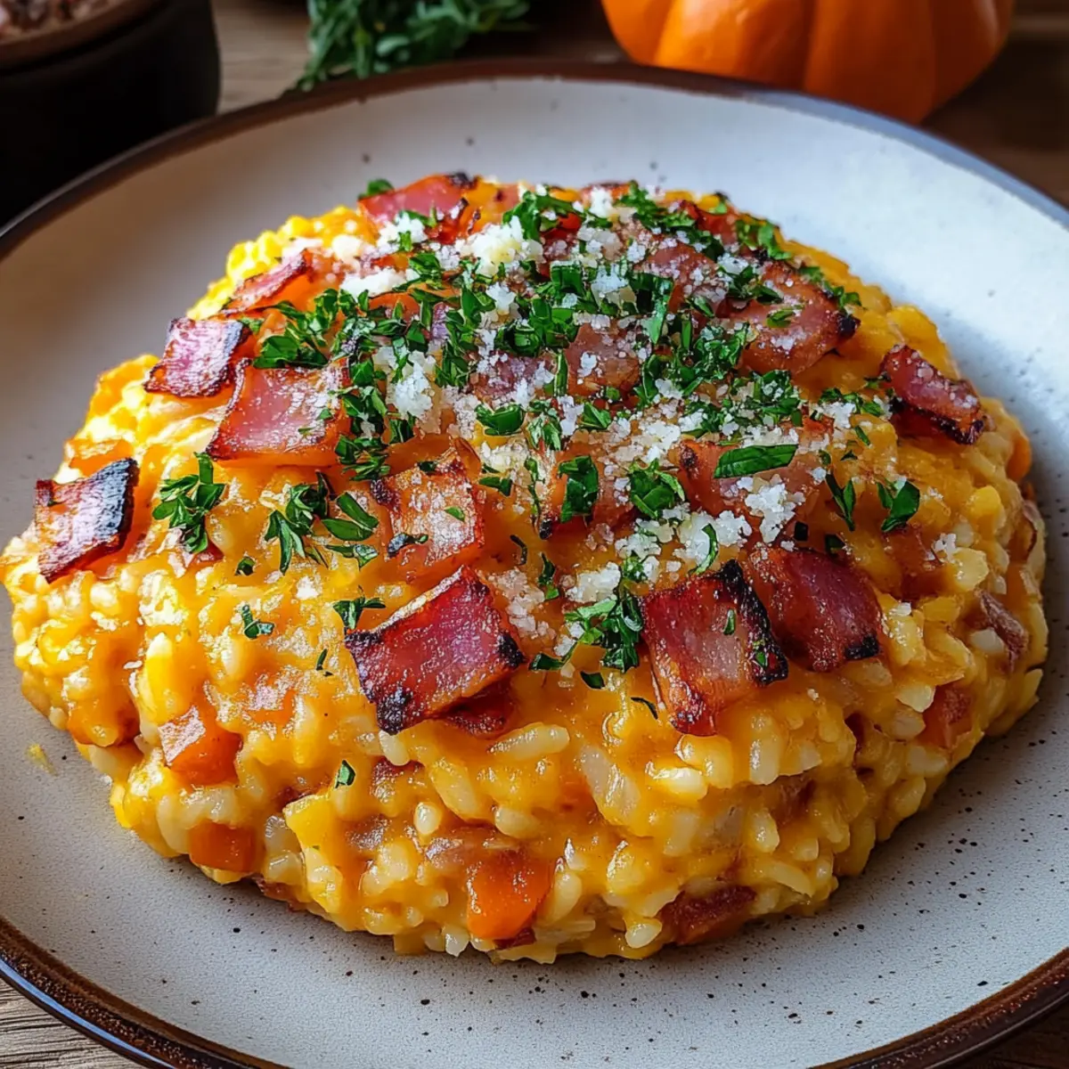 Pumpkin Risotto with Bacon & Parmesan