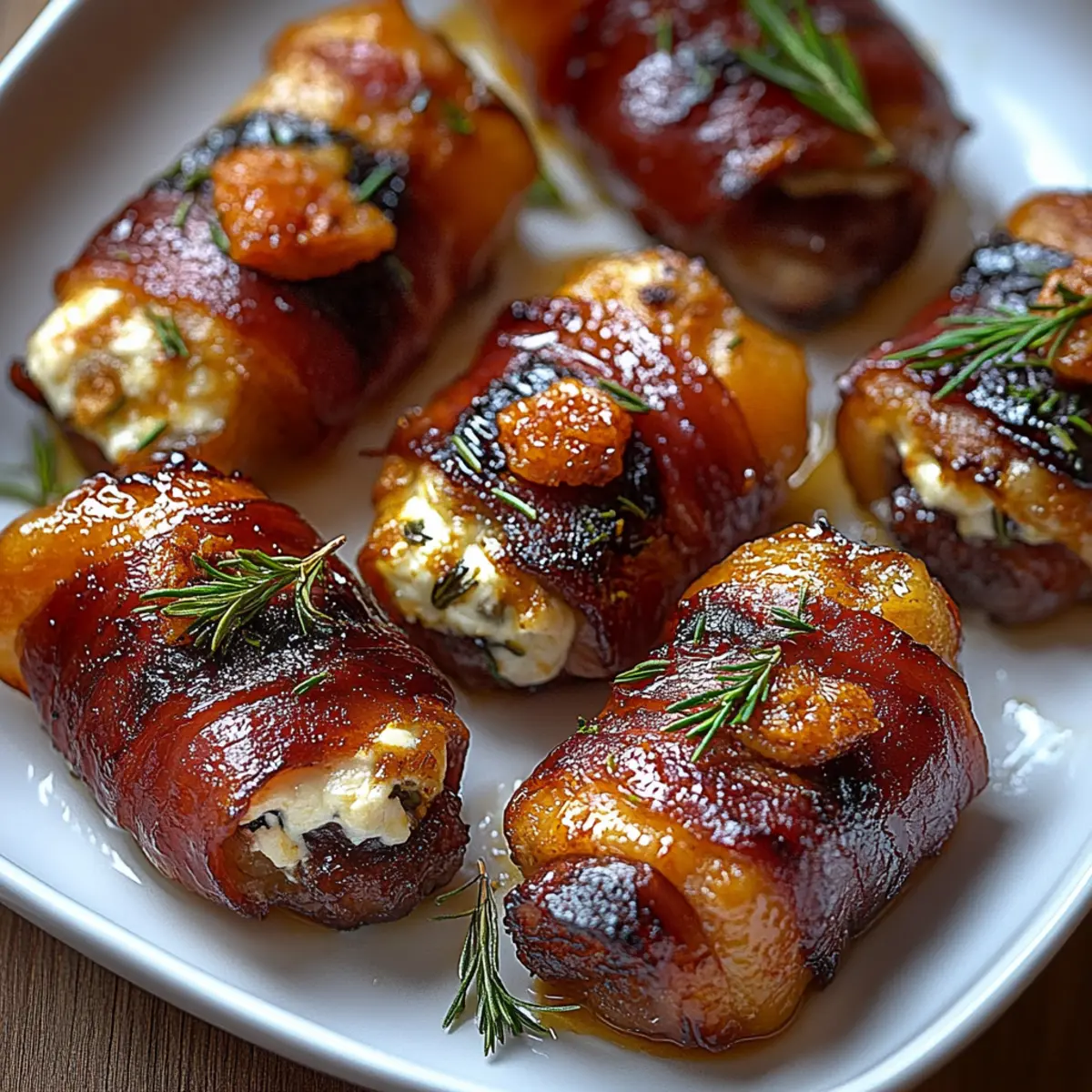 Bacon Wrapped Dates with Goat Cheese & Honey