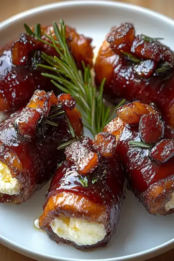 Bacon Wrapped Dates with Goat Cheese & Honey