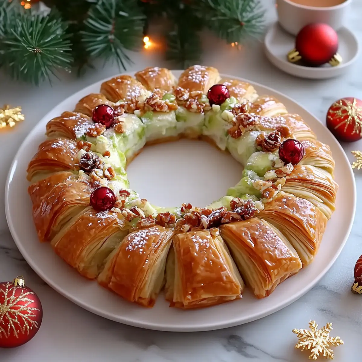 Baklava-Custard Christmas Wreath