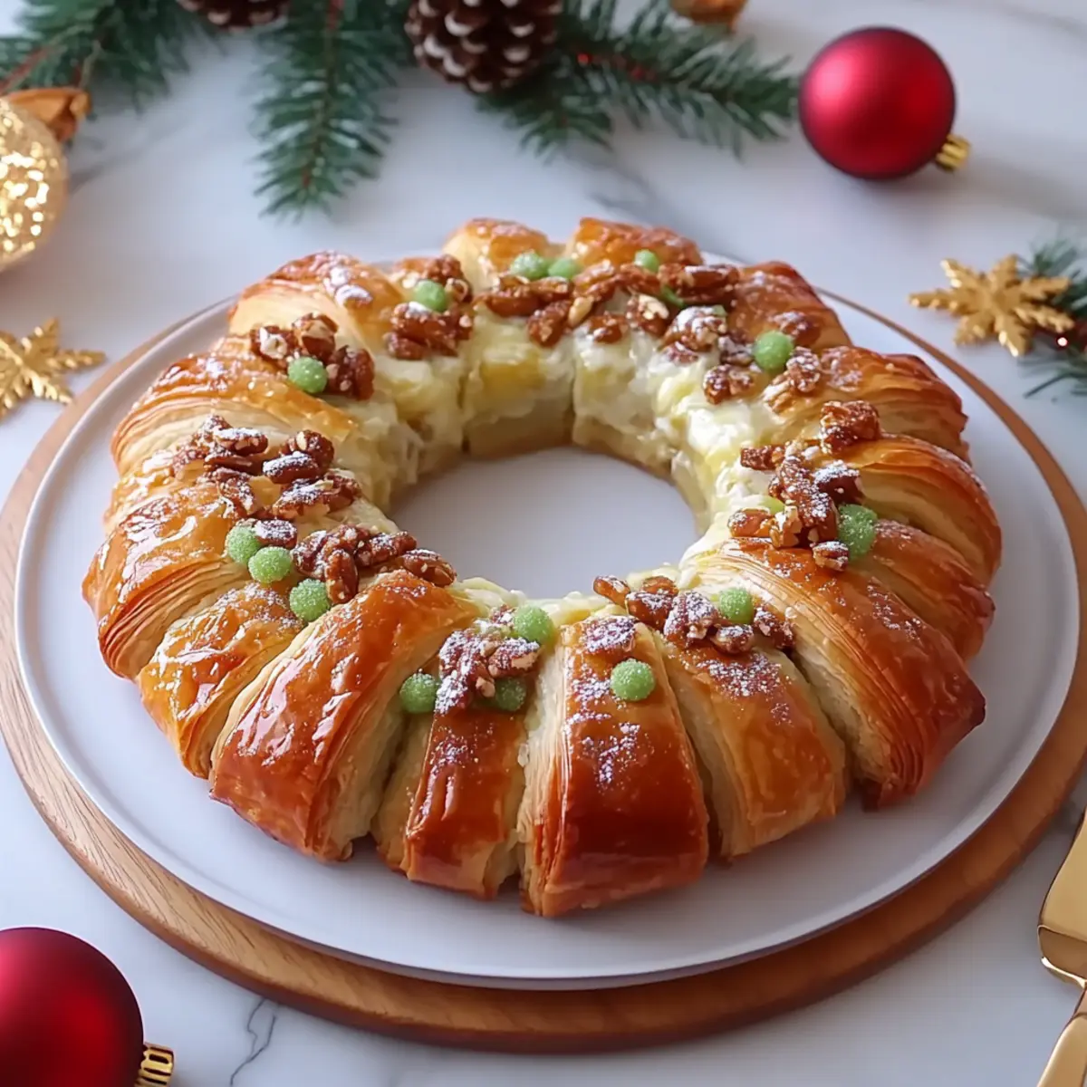 Baklava-Custard Christmas Wreath