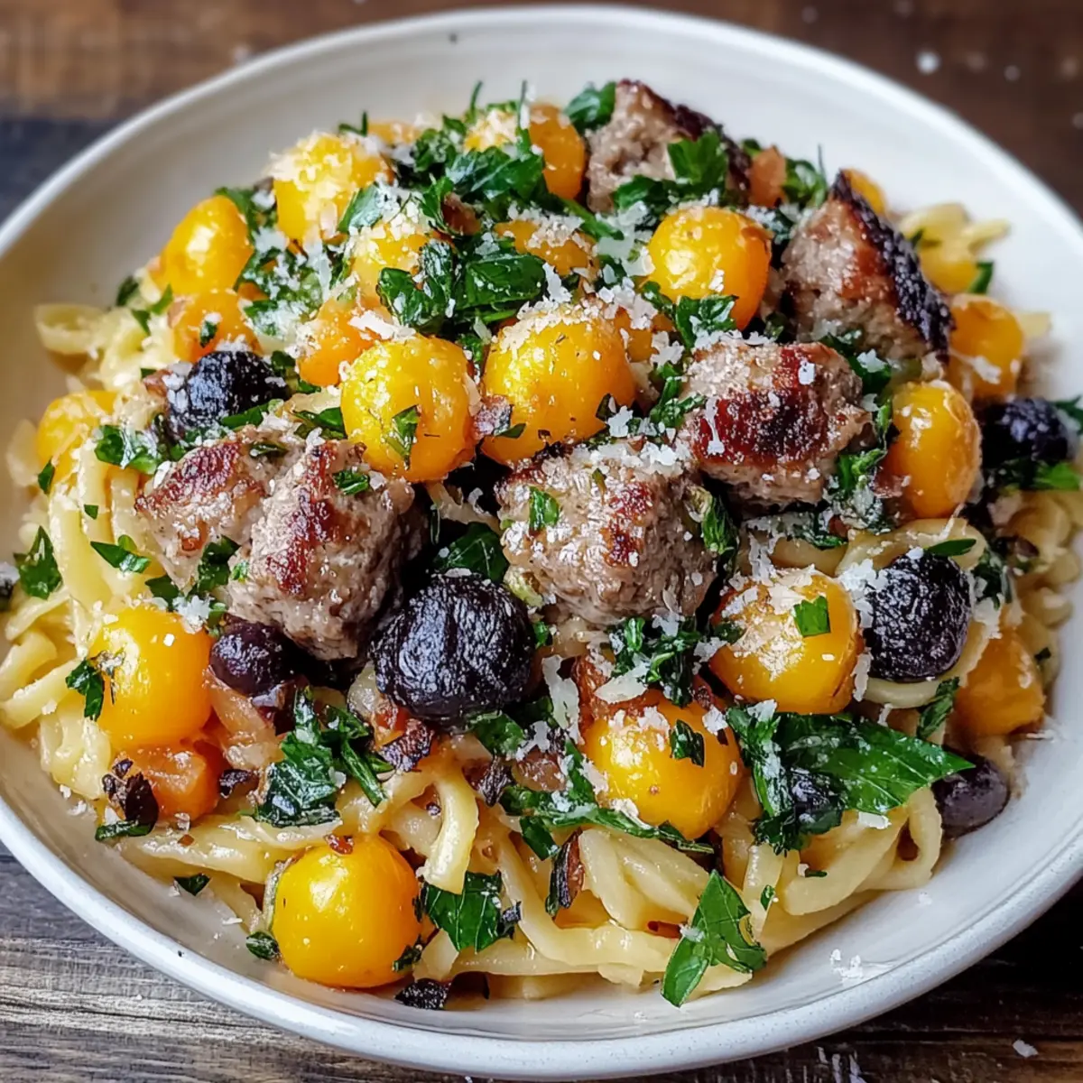 Butternut Squash and Black Bean Orzo with Sausage and Spinach