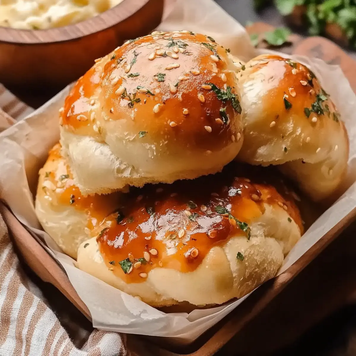 Cheesy Garlic Dinner Rolls