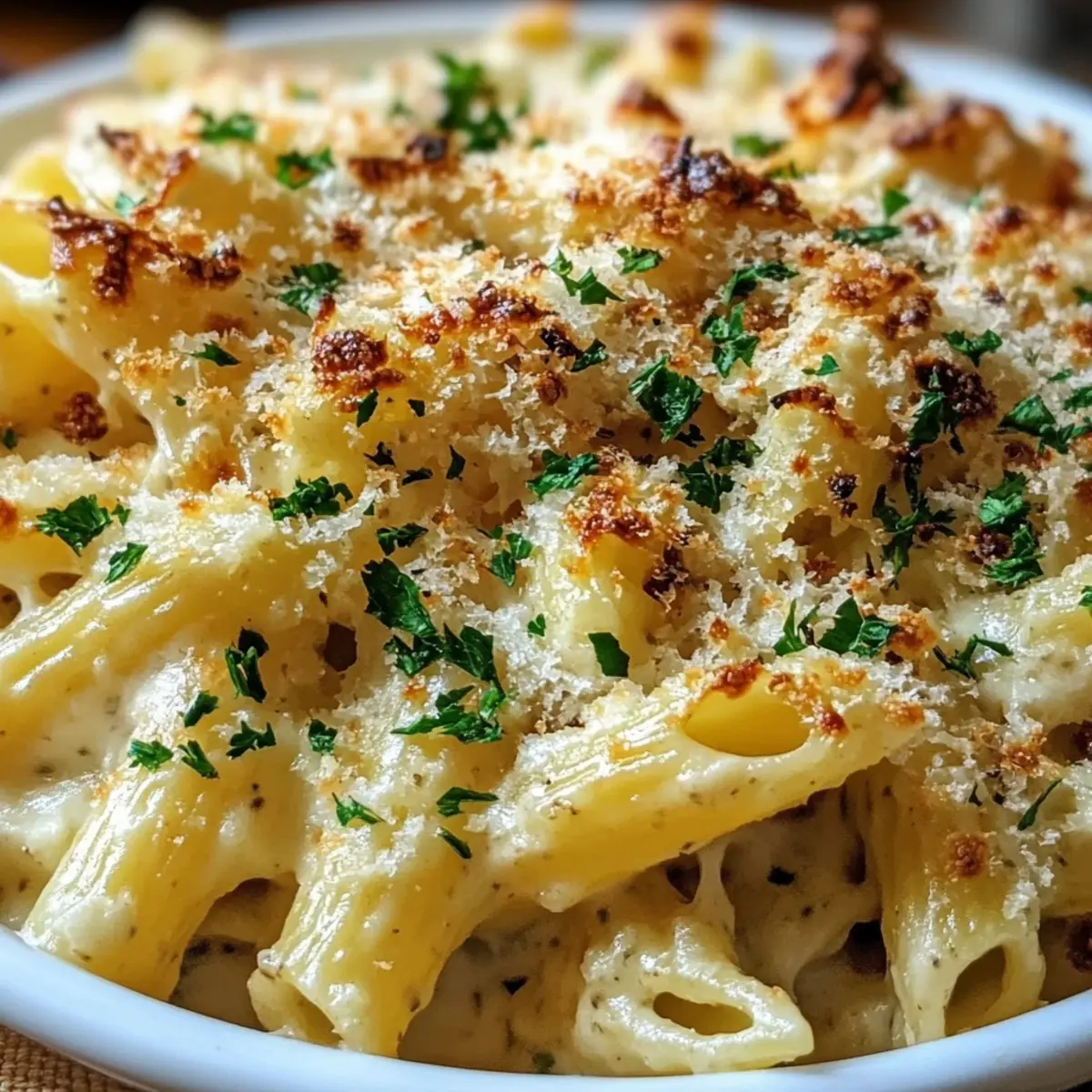Creamy Garlic Parmesan Pasta Bake