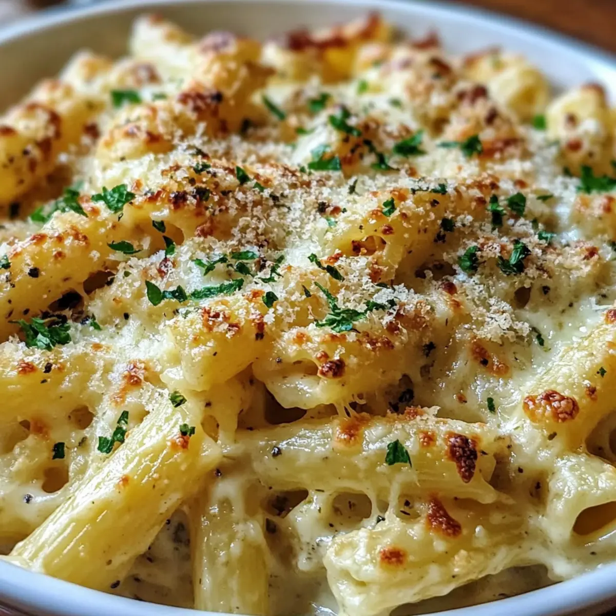 Creamy Garlic Parmesan Pasta Bake