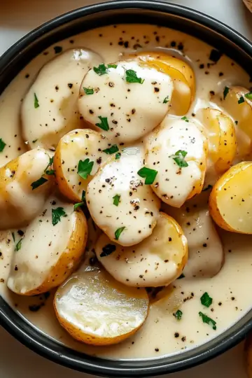 Creamy Garlic Sauce Baby Potatoes
