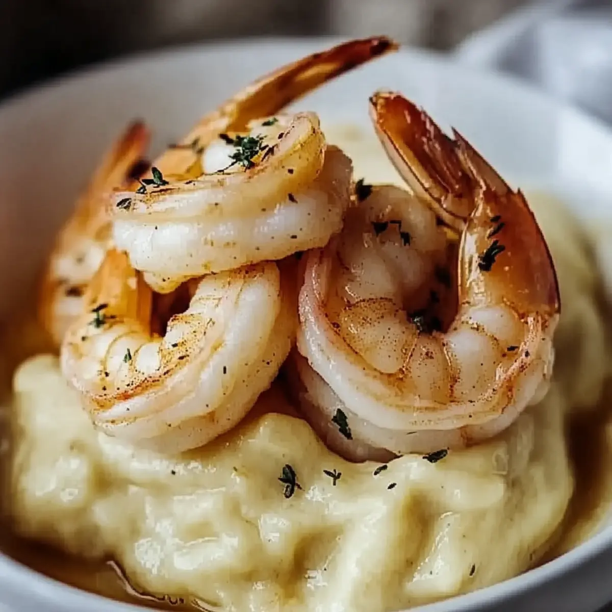 Creamy Garlic Shrimp Over Mashed Potatoes