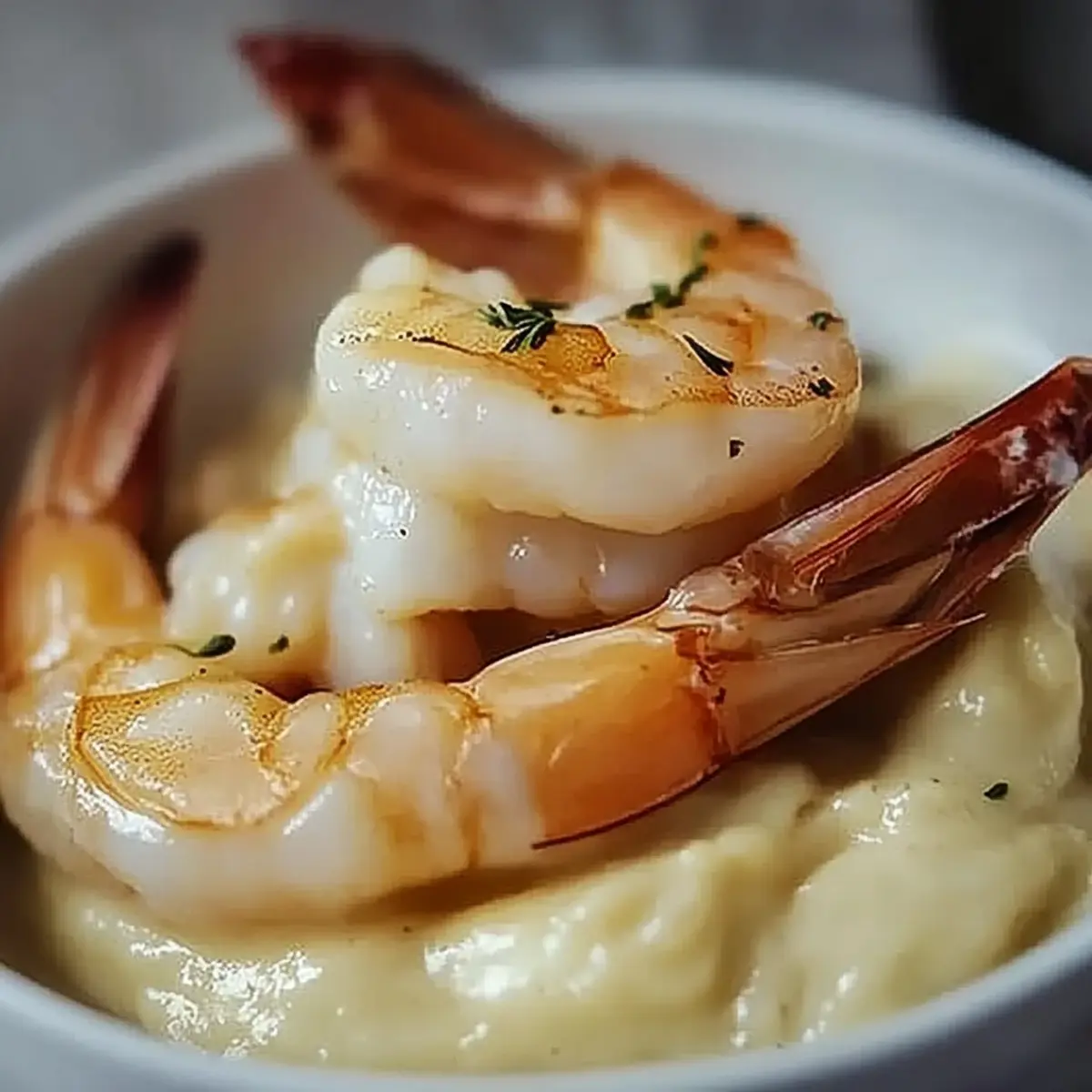 Creamy Garlic Shrimp Over Mashed Potatoes