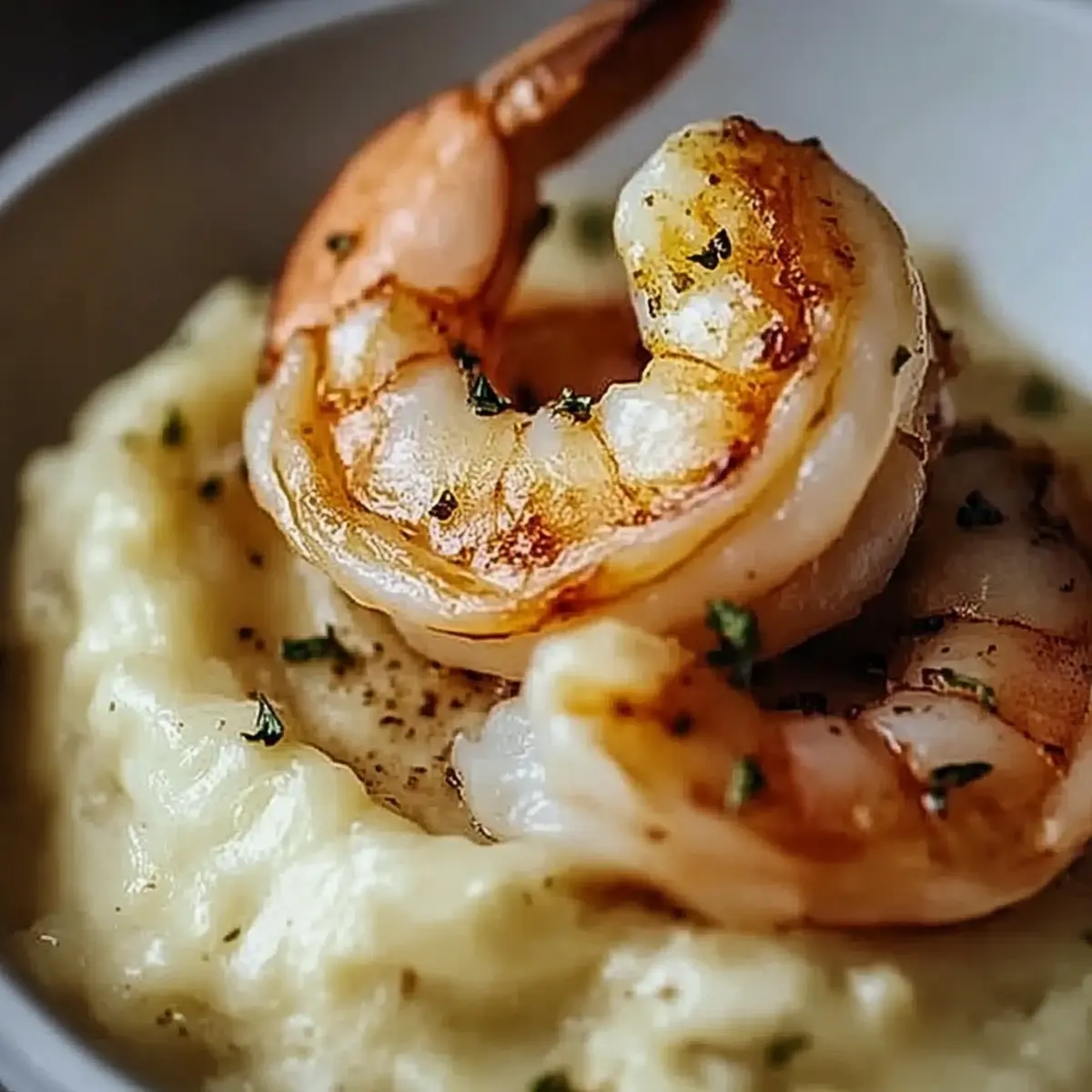 Creamy Garlic Shrimp Over Mashed Potatoes