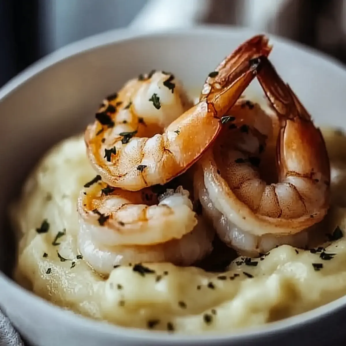 Creamy Garlic Shrimp Over Mashed Potatoes