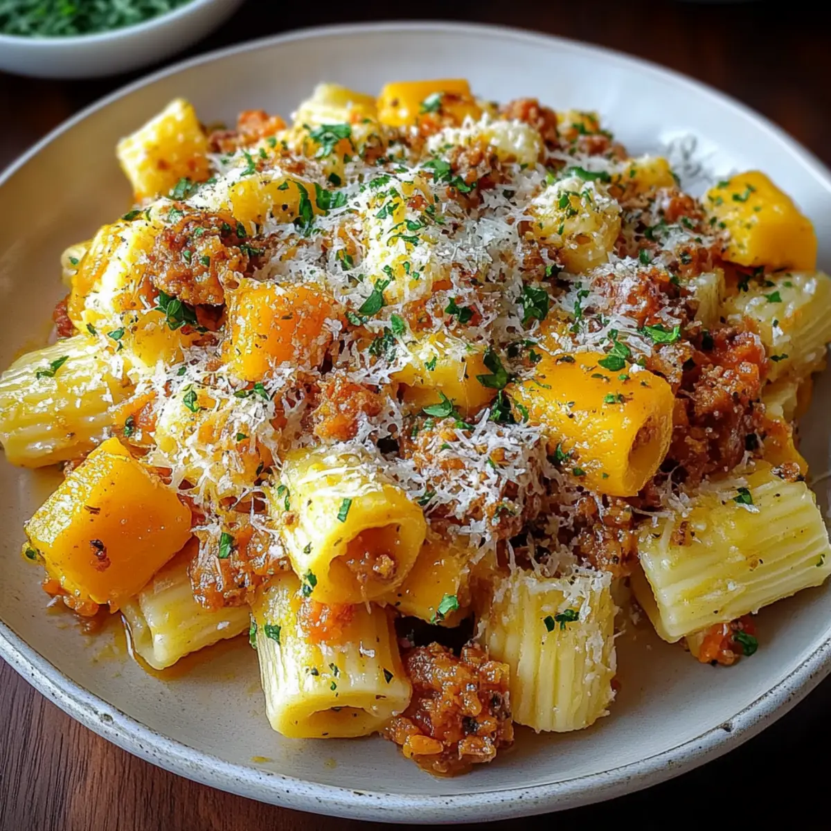 Creamy Rigatoni with Butternut Squash and Spicy Sausage