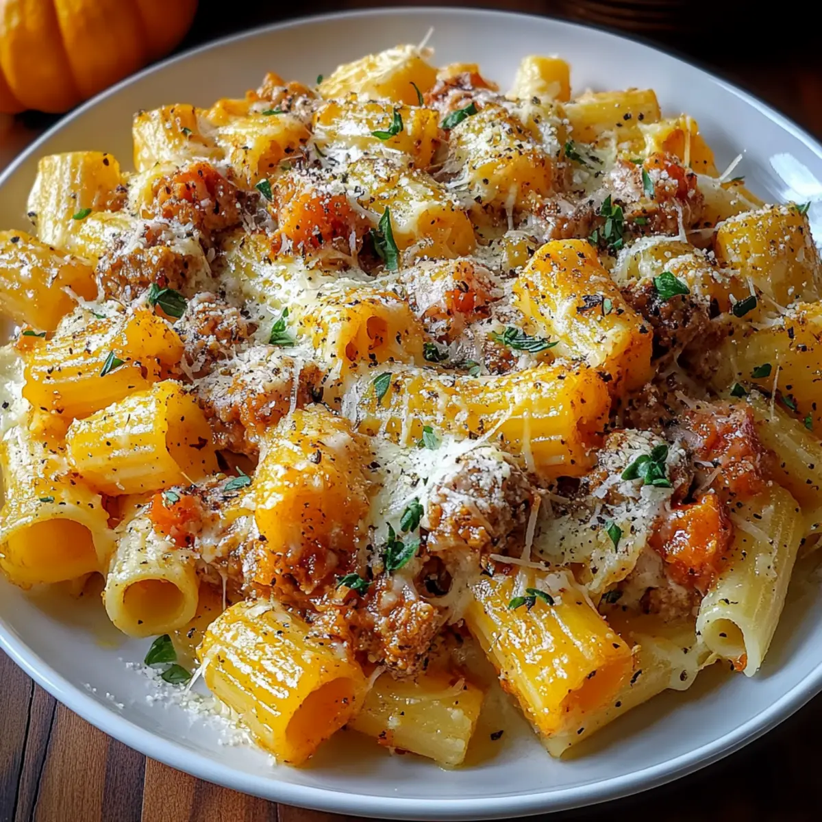 Creamy Rigatoni with Butternut Squash and Spicy Sausage