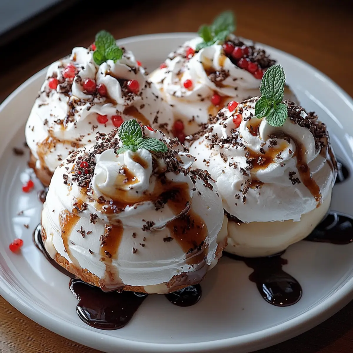 Delicate and Crispy Peppermint Meringues with a Sweet Chocolate Drizzle