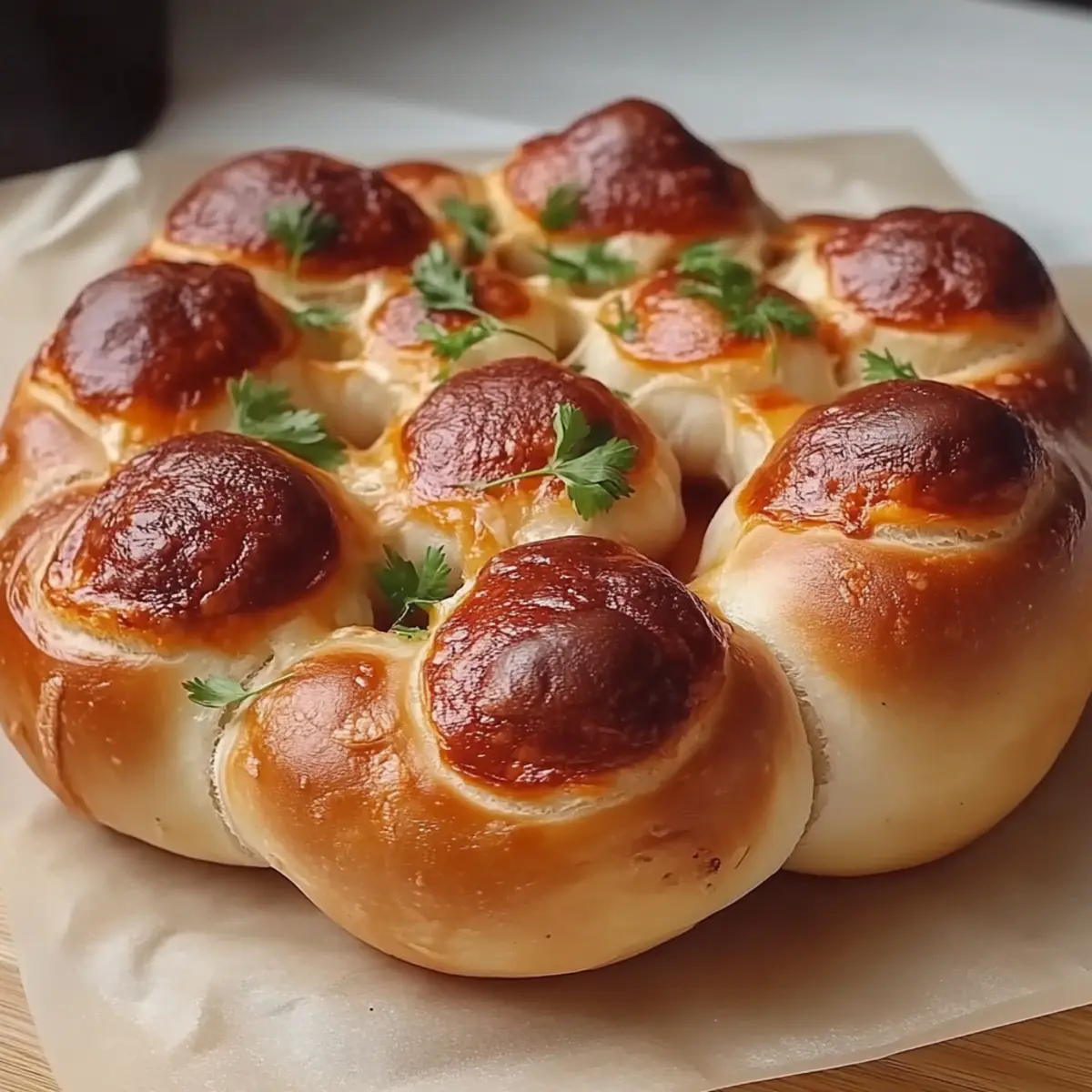 Flower Buns with Cheese and Sausage