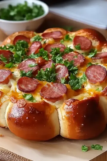 Flower Buns with Cheese and Sausage