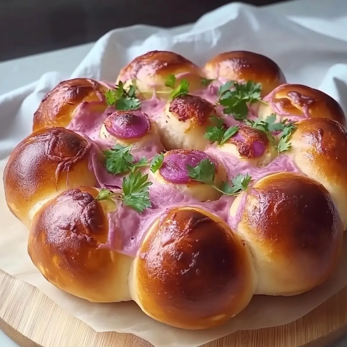 Flower Buns with Cheese and Sausage