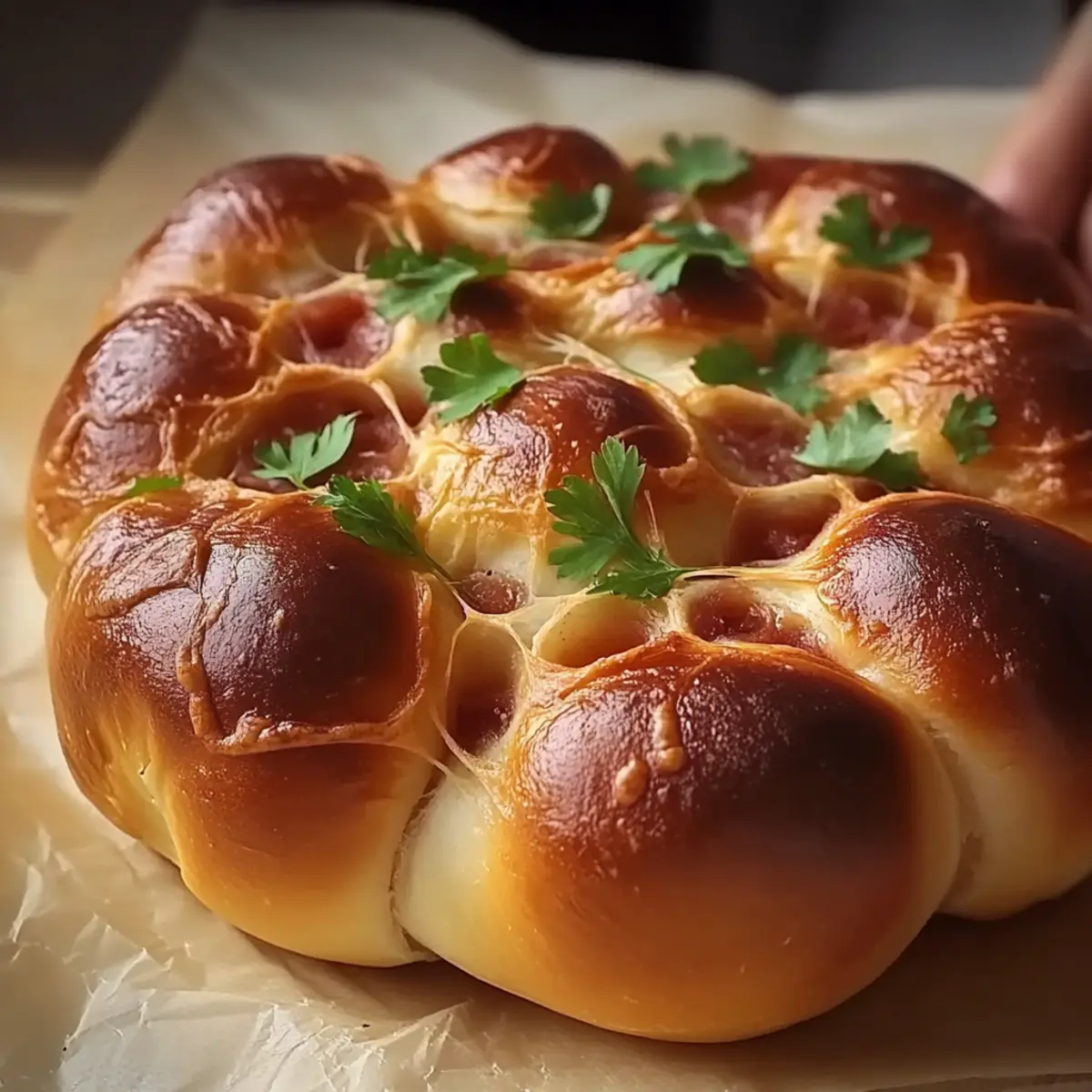 Flower Buns with Cheese and Sausage