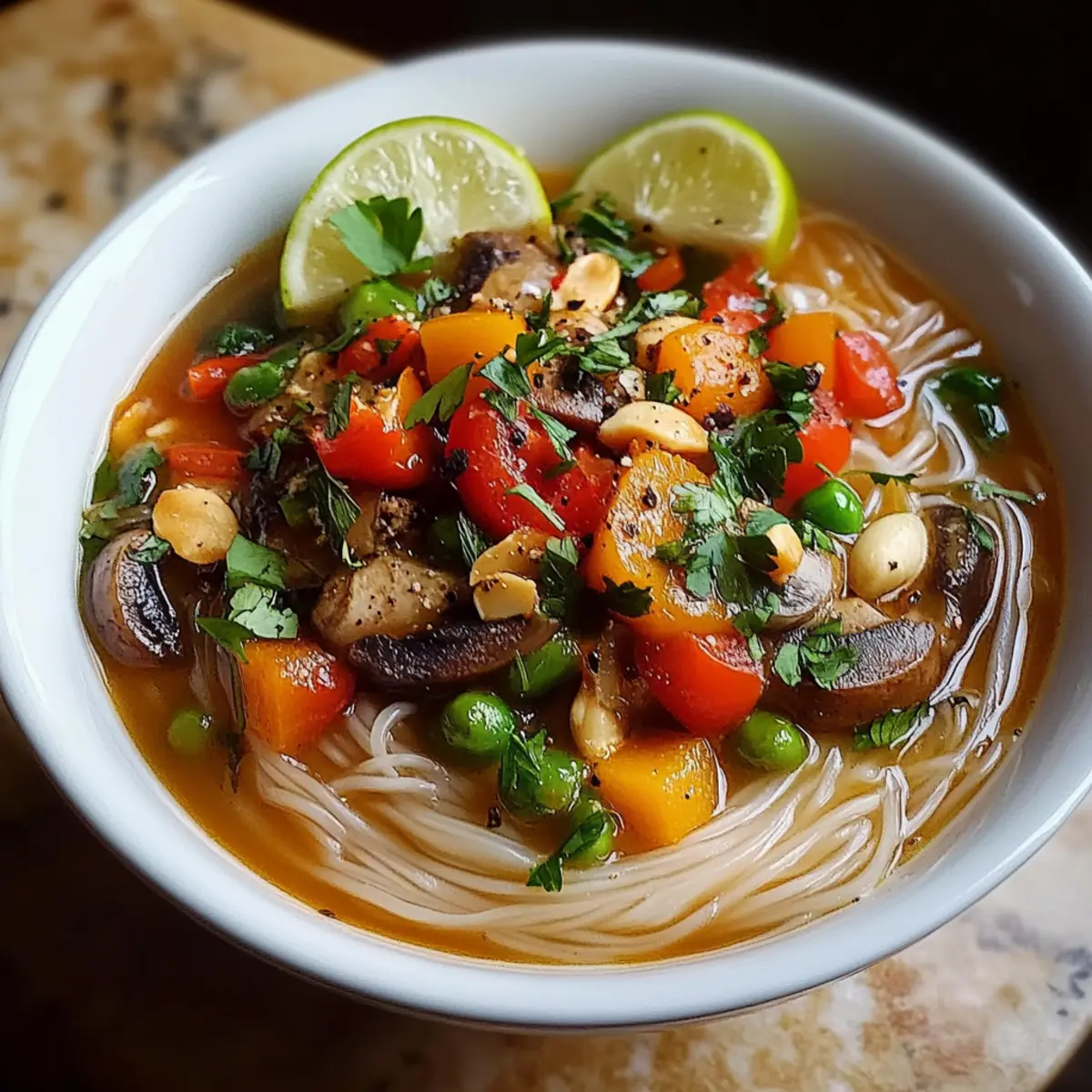Healing Ginger Garlic Broth with Rice Noodles