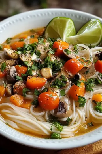 Healing Ginger Garlic Broth with Rice Noodles