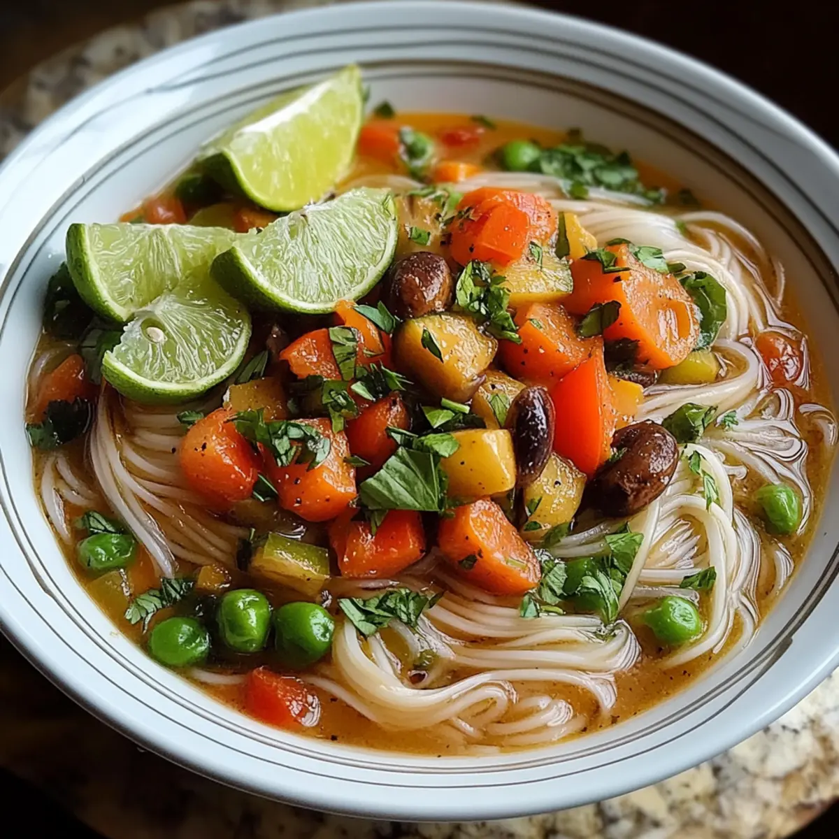 Healing Ginger Garlic Broth with Rice Noodles