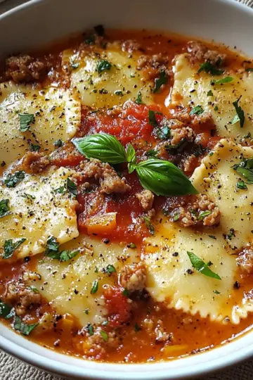 Hearty Cheesy Italian Lasagna Soup with Savory Herbs